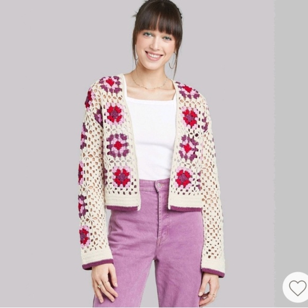 Wild Fable Granny Square Cardigan Crochet Sweater - XS